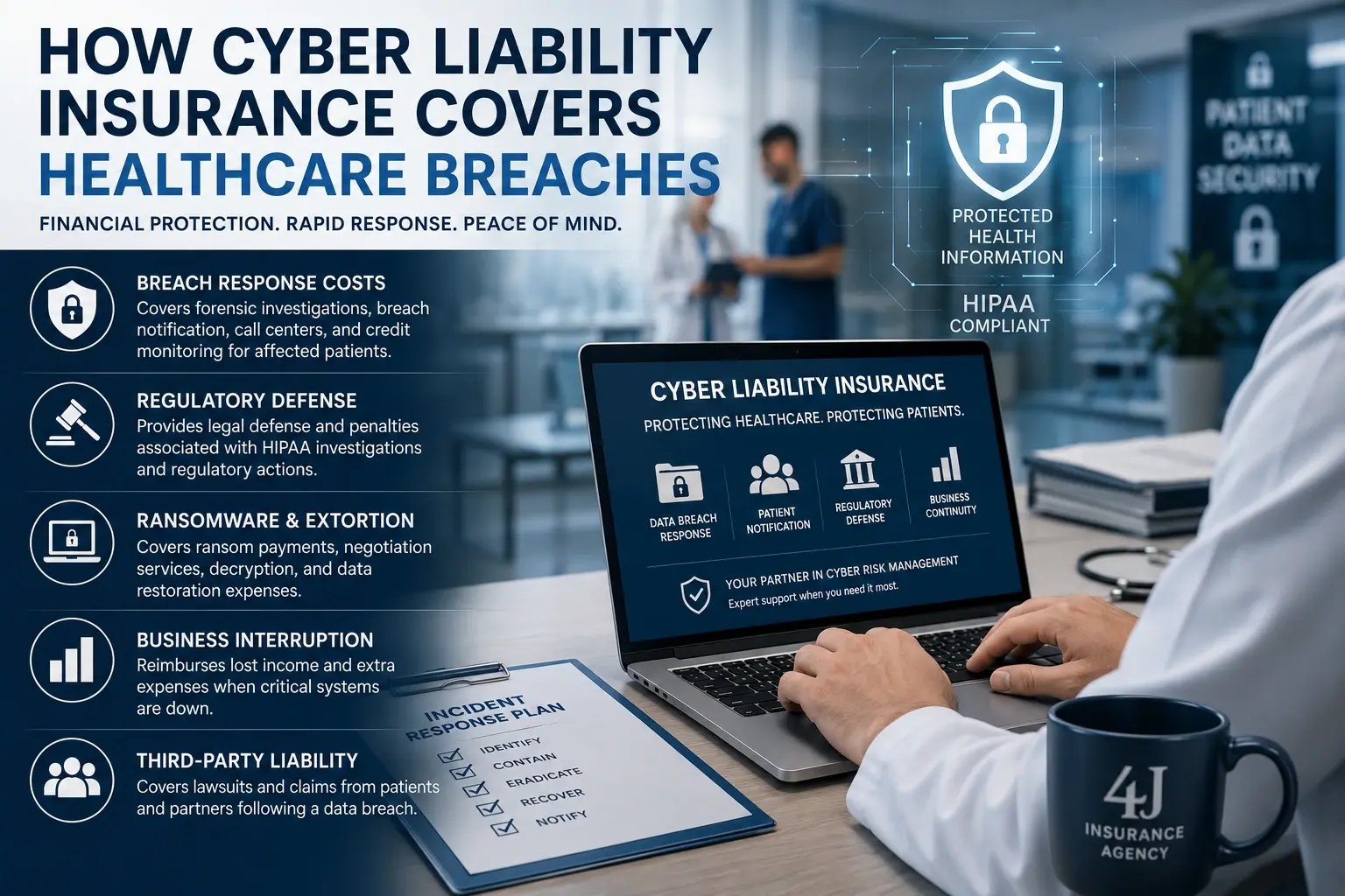 Healthcare administrative setting — context for cyber liability and patient data breach exposure