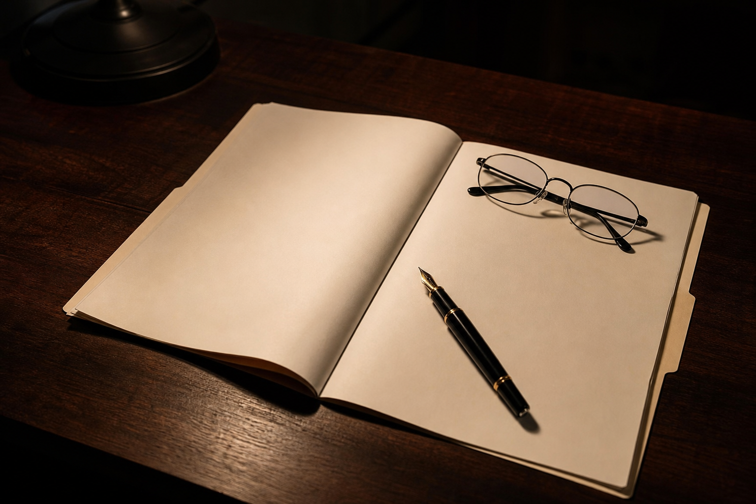 Insurance Policy on Wooden Desk with Fountain Pen and Reading Glasses Insurance Policy on Wooden Desk with Fountain Pen and Reading Glasses