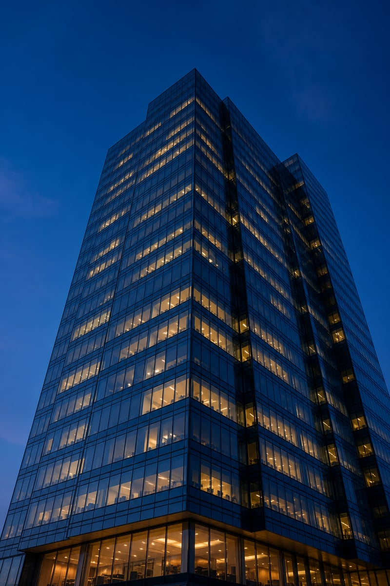 Modern Glass Tower at Dusk Modern Glass Tower at Dusk