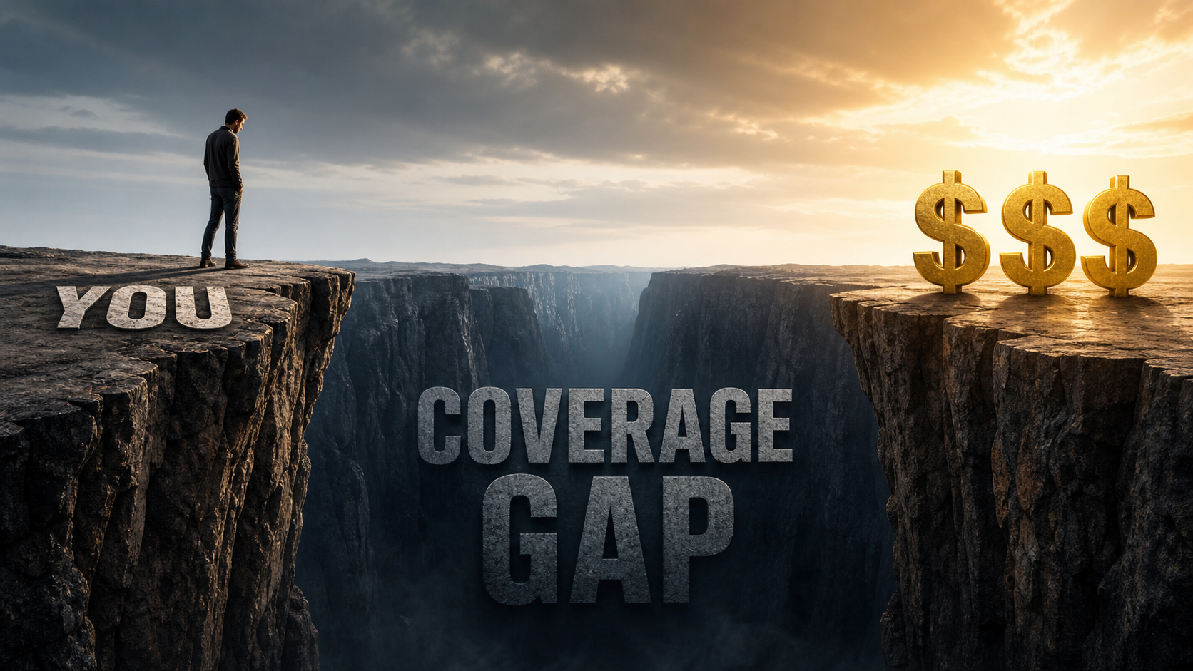 Person at Edge of Chasm with Coverage Gap and