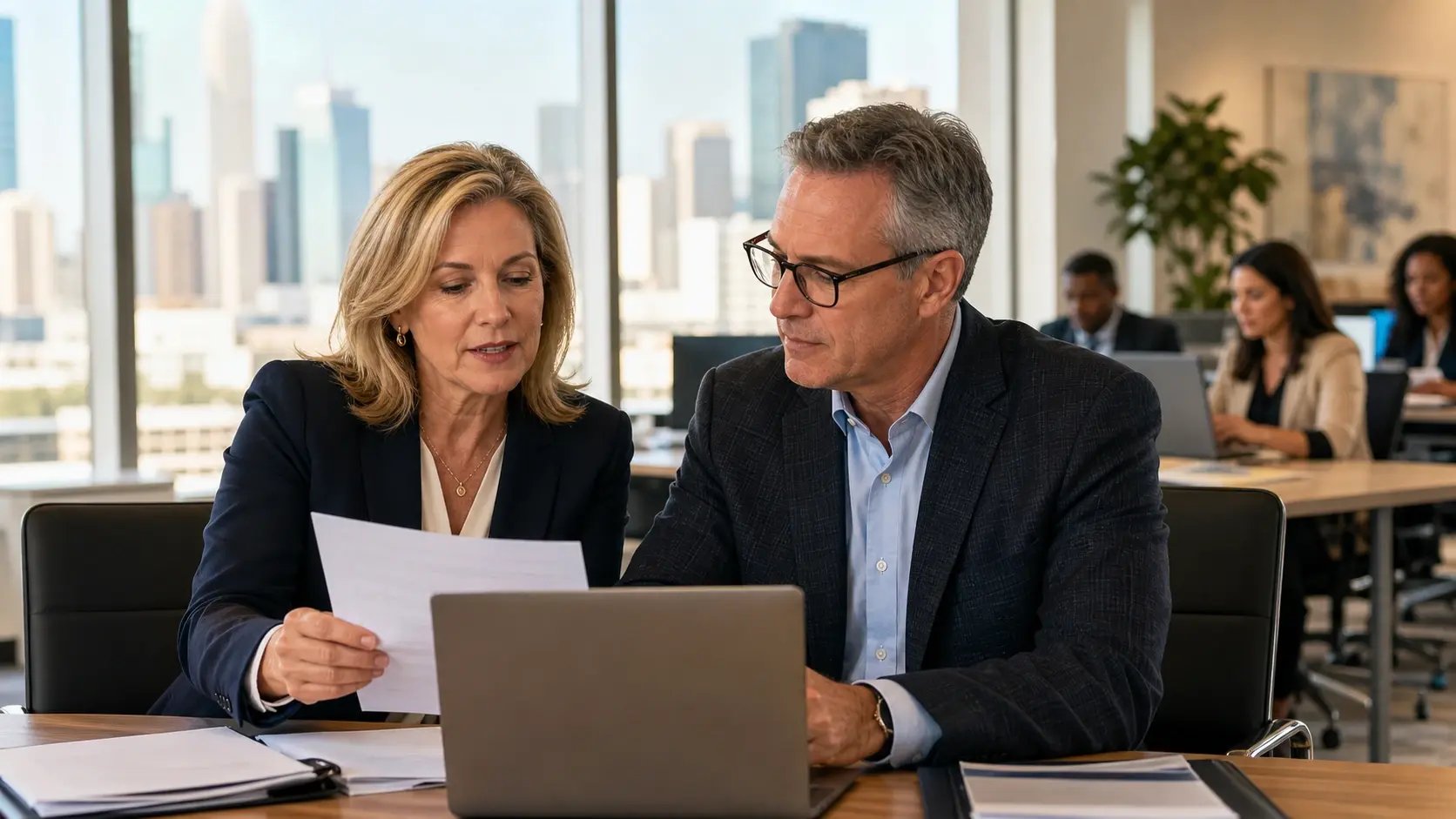 HR director and CFO comparing health plan funding structures