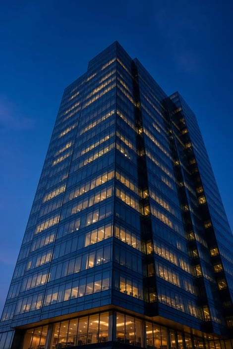 Modern Glass Tower at Dusk Modern Glass Tower at Dusk