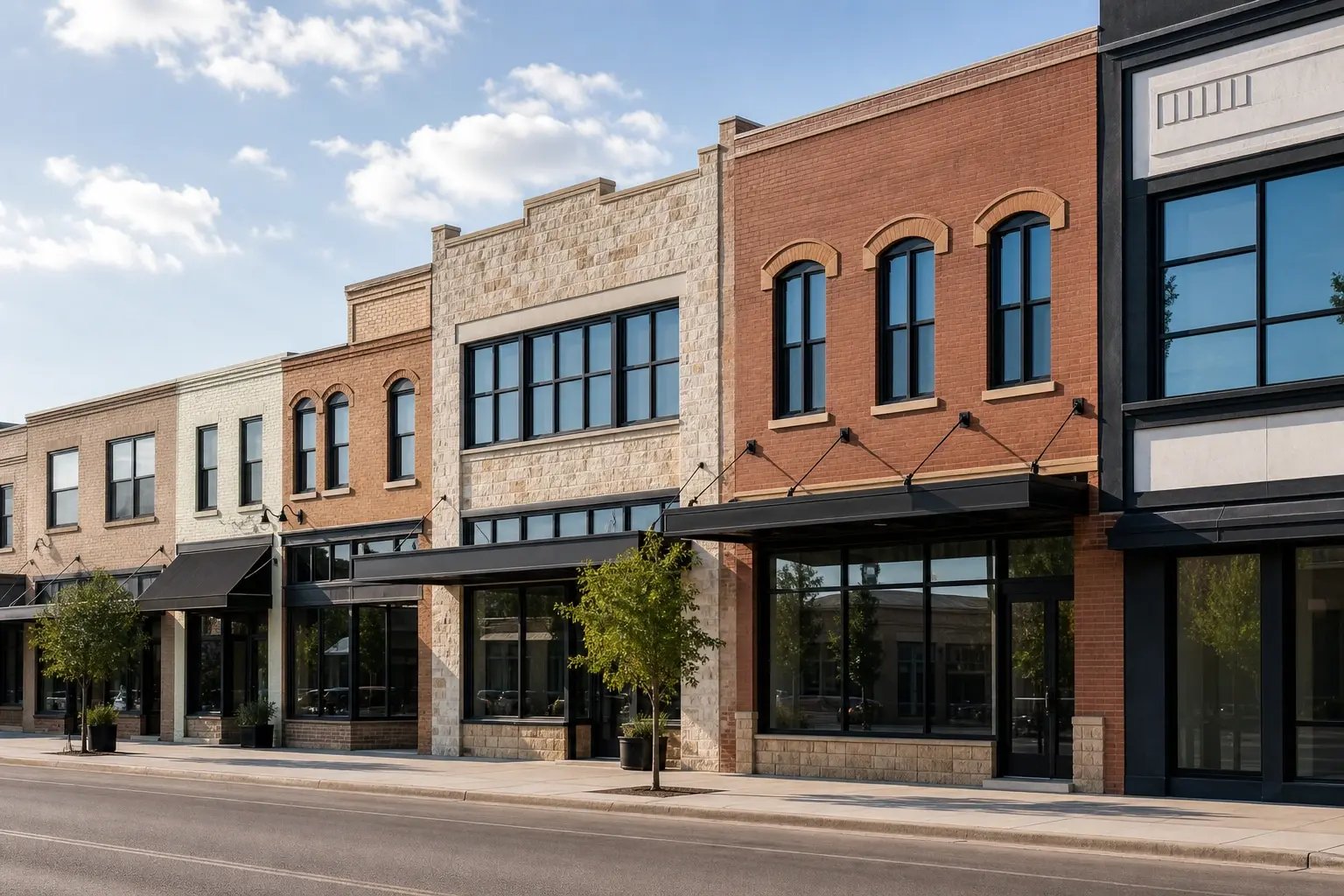 Modern Storefronts on Texas Main Street
